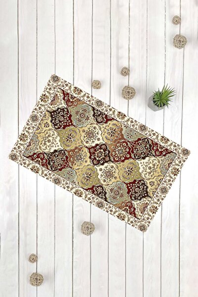 Evsebu Αντιολισθητικό χαλάκι με μοτίβο καφέ λουλούδια - KOP-K-1170