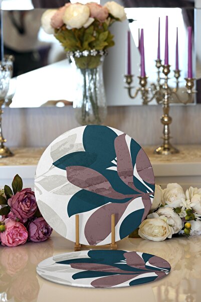 Realhomes 2-комплект спеціального дизайну з цифровим принтом у вигляді листя, декоративні круглі підставки під тарілки та сервірувальні підставки