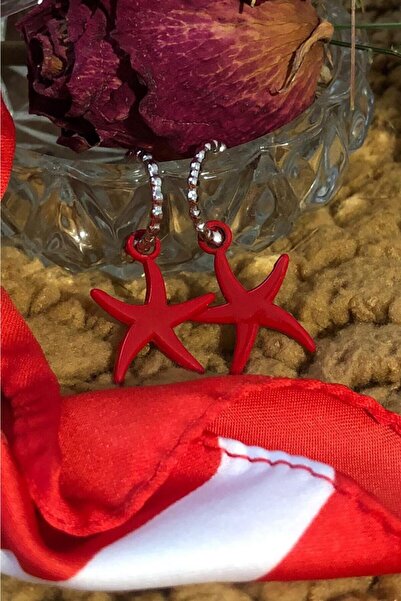 Leerybee أقراط نجمة مضادة للحساسية باللون الأحمر اللامع