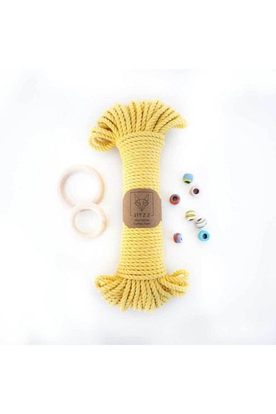 Ritzz 5mm 3 Twist Βαμβακερό Σχοινί ΑΝΟΙΧΤΟ ΚΙΤΡΙΝΟ
