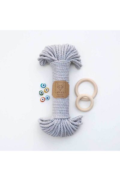 Ritzz 5mm // 3 Twist // Βαμβακερό σχοινί / Ανοιχτό γκρι