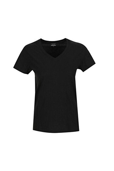 lumberjack Ace00541952100581848 Ct132 Basic Modal V Neck Women's T-shirt Black