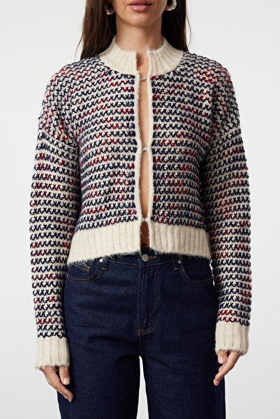 Trendyol Collection Gradient Knitwear Cardigan - Stone Soft Texture TWOAW24HI00052