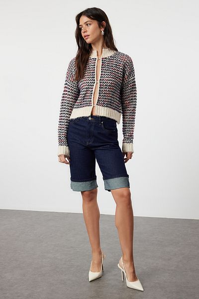 Trendyol Collection Πλεκτό ντεγκραντέ Ζακέτα - Πέτρα απαλή υφή TWOAW24HI00052