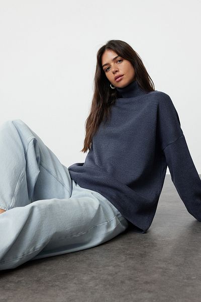 Trendyol Collection Pulover din tricotaje indigo cu potrivire largă - TWOAW23KZ00206