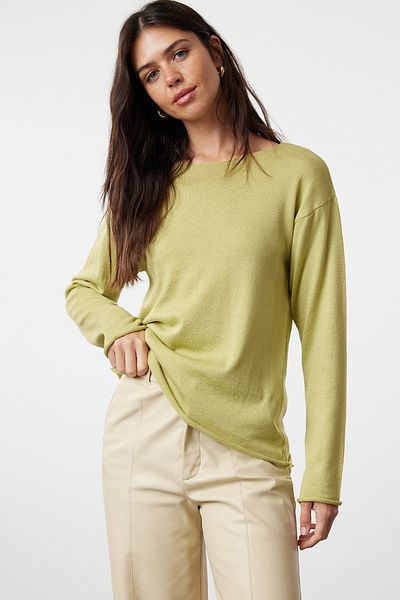 Trendyol Collection Mintfarbener dünner Strickpullover aus Baumwolle - Transparente Optik TWOAW25KZ00080