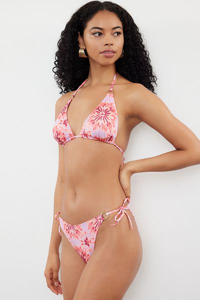 Trendyol Collection Hipster-Bikinihose mit Blumenmuster und hoher Taille zum Binden TBESS24BA00133