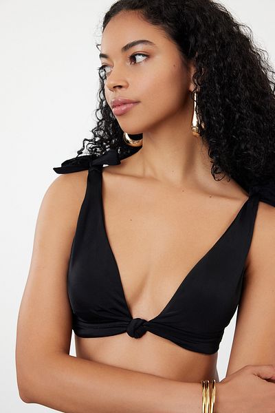 Trendyol Collection Μαύρο μπικίνι Bralette Knotted Top TBESS24BU00155