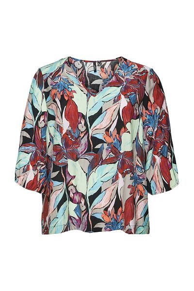 Veromoda Curve VMCMAJA PALMA LS TOP - WVN GA CUR Kurzarm