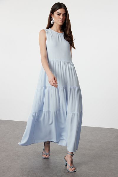 Trendyol Collection Blue Sleeveless Midi Dress - Straight Cut, Woven, TWOSS20EL1954