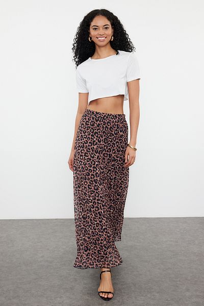 Trendyol Collection Leopárd mintás tarka szövött szoknya - TWOSS24ET00225