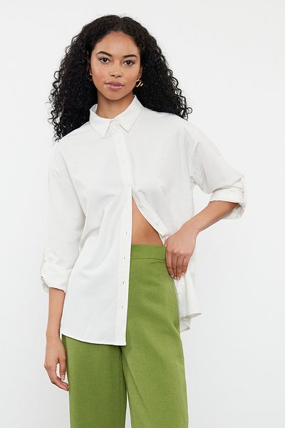 Trendyol Collection Linen Woven Shirt Ecru - TWOSS24GO00217