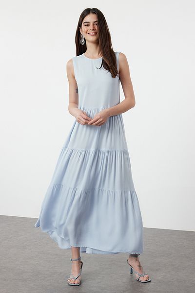 Trendyol Collection Blue Sleeveless Midi Dress - Straight Cut, Woven, TWOSS20EL1954