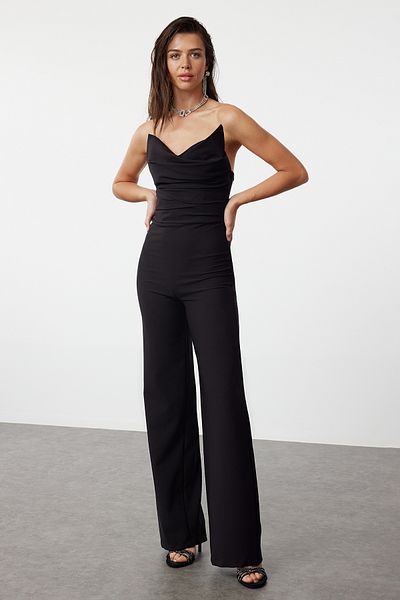 Trendyol Collection Woven Black Jumpsuit - Collar Detail, TPRSS24TU00016