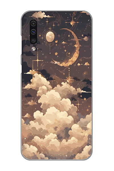 SUPER FRAME Samsung Galaxy A70 Uyumlu Bulutlar Tasarımlı Şeffaf Telefon Kılıfı