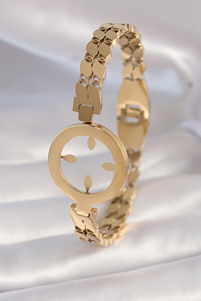 Clariss Gold Renk Arpa Kesim Çeyrek Altın Takılabilir Model Kadın Kelepçe (31...