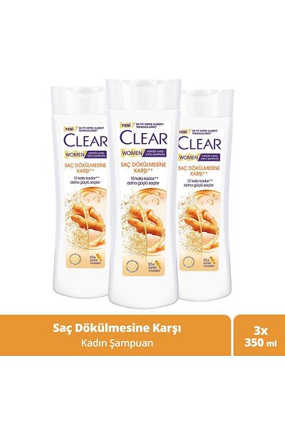 Clear 350 ml x3 Anti-Hair Loss Shampoo for Women - Effective on Dandruff