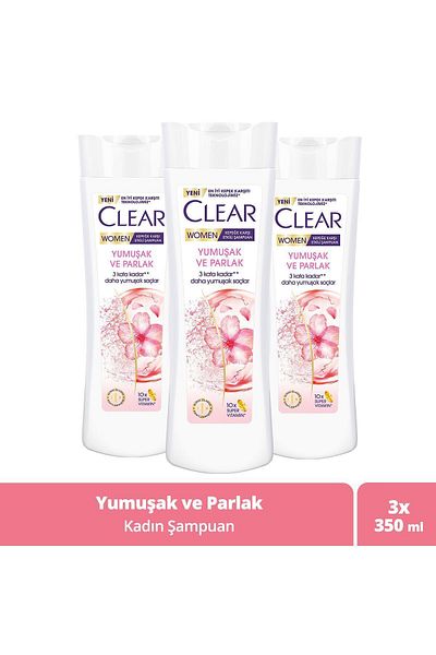 Clear Soft and Shiny Women's Shampoo - Effective Against Dandruff, 350 ml