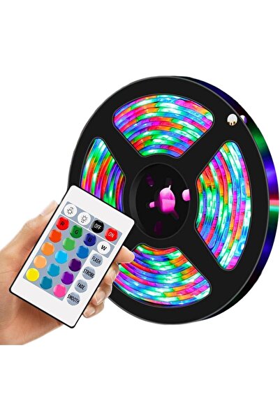 Fİ HOME Şerit led 5 metre Animasyonlu kumandalı trafolu Rgb şerit led parti a...