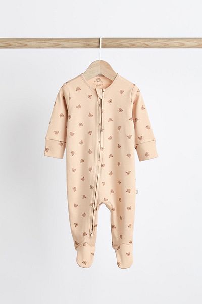 Next Baby مجموعة دورمير مكونة من 3 قطع بنمط دب تيدي ألجودون 100% بلون كريمي