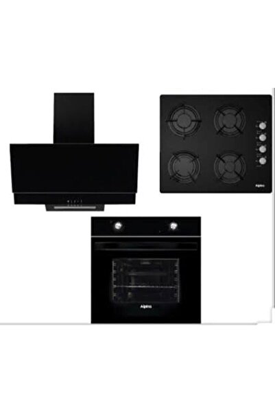 Alpina Siyah Statik Cam Ankastre Set (davlumbaz-ocak-fırın) Tyc00109321847