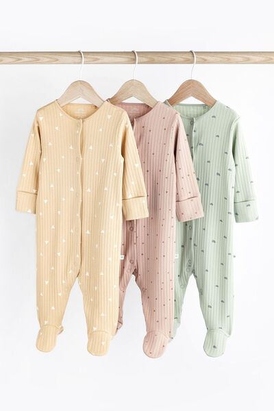 Next Baby 100 Cotton Yellow Green 3 Piece sleep suit