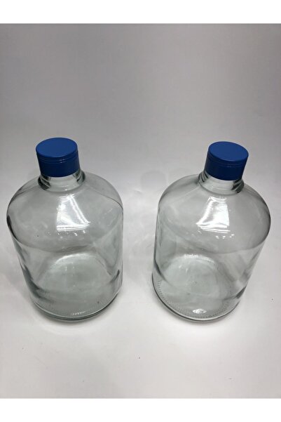 yeni11 2 Adet 4,5 Lt Cam Damacana Su Ve Yağ Şişesi Metal Vidalı Kapaklı