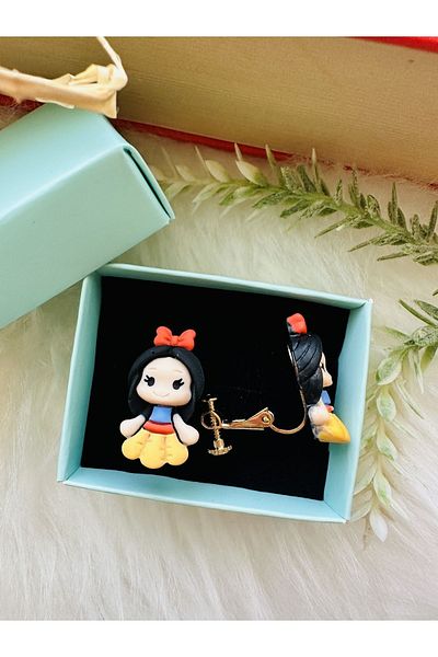 1PARÇAMAVİ Mermarid mermaid screw pinch clip children's earrings - no piercing earrings