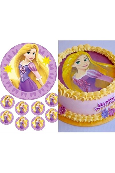 hediyehobihersey Rapunzel Resimli Yenilebilir Pasta Kurabiye Üstü Şeker Kağıt Baskısı