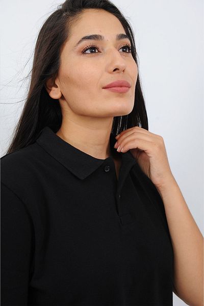 Lobby Uniform Γυναικείο μπλουζάκι πόλο με λαιμόκοψη μαύρο