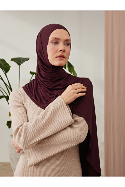 Femple Modest Premium Jersey Shawl - Βουργουνδία, Ενήλικες, Ραμμένο στο πηγούνι, Στιγμιαίο Hijab