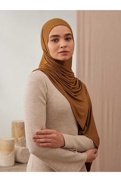 Femple Modest Πρακτικό Premium Bronze Jersey Shawl - Ενήλικες, Ραμμένο στο πηγούνι, Στιγμιαίο Χιτζάμπ