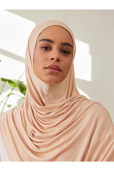 Femple Modest Premier Jersey Shawl - Beach Beige, Μέγεθος για ενήλικες, Ραμμένο στο πηγούνι, Instant Hijab