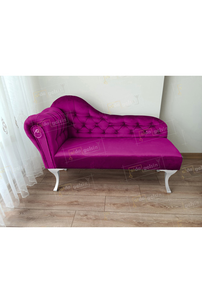 aldagelsin Dekoratif Bihter Koltuk Josefin  Puf 120 cm Beyaz Ayak