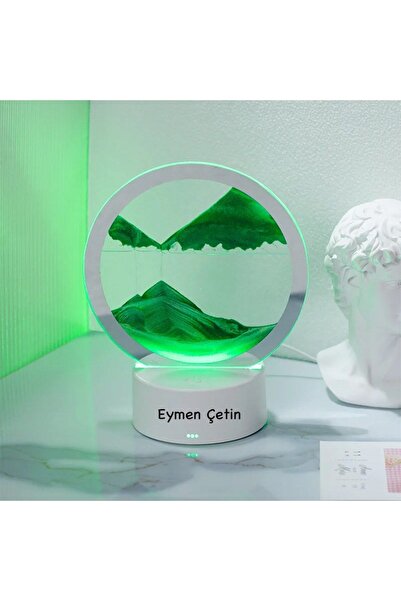 Hediye Sahibi İsme Özel 3d Hareketli Kum Sanat Resmi Yuvarlak Cam Derin Deniz Sandscape Kum Saati Quicksand Zanaat