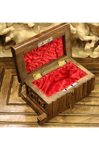 Okçu Ceviz Anahtarı Bilmeceli Özel Yapım Mücevher Sandık