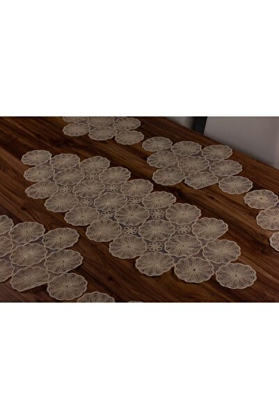 Tropikhome Amerikan Servis Supla Ve Runner Set 6 Kişilik Nakışlı 7 Parça Çeyi...