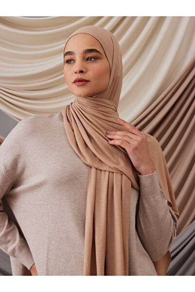 Femple Modest Ζεστό σάλι ζέρσεϊ με ραβδώσεις από μπαμπού χρώματος βιζόν - Hijab 180x70 cm