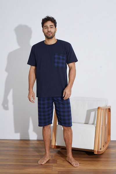 Ayans Pijama Ανδρικό σετ πιτζάμες Capri από χτενισμένο βαμβακερό μονό ζέρσεϋ