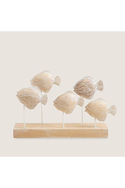 Chakra Okyanusta Balıklar Dekoratif Obje 38x28 Cm Natural