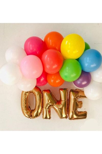 asöy 1 Year Old Birthday One One Year Old Colorful Balloon Chain Foil One Gold Color Balloon