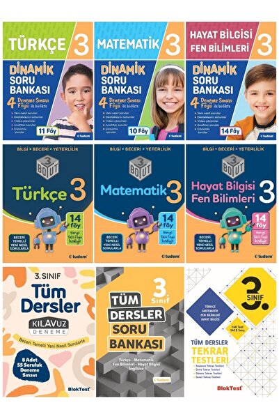 Tudem Eğitim Yayınevi 3. Sınıf 9'lu Set (DİNAMİK 3 BOYUT TÜM DERSLER SORU B. ...
