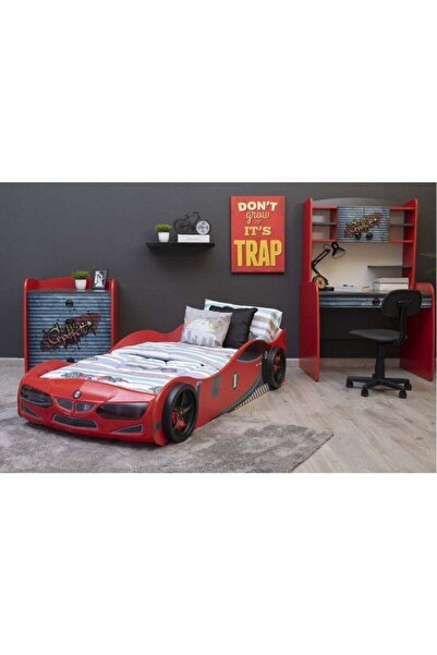 Genel Markalar Bmw Arabalı Yatak - Eko - Araba Karyola - Ön Işıklı - Kırmızı