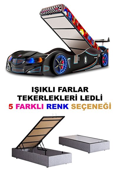 inegoldeneve GT2 - BMW - Arabalı Yatak  - Tekerlekleri Ledli + Bazalı