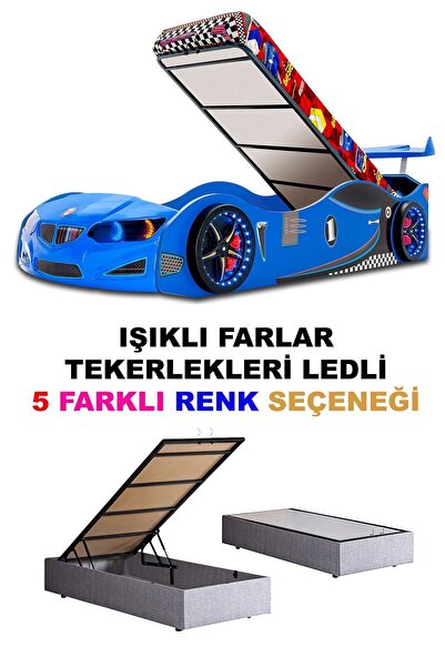 inegoldeneve GT2 - BMW - Arabalı Yatak  - Tekerlekleri Ledli + Bazalı