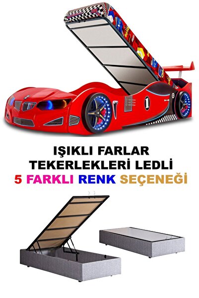 inegoldeneve GT2 - BMW - Arabalı Yatak  - Tekerlekleri Ledli + Bazalı