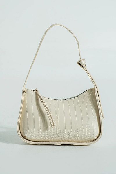 Mercan STORES Cream Women's Crocodile Patterned Baguette Bag MC4000