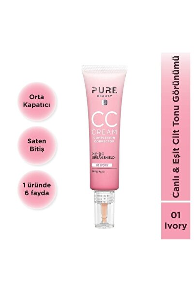 PURE BEAUTY Lekeleri Kapatıcı ve Renk Eşitsizligini Orta Kapatıcı CC Krem Spf...