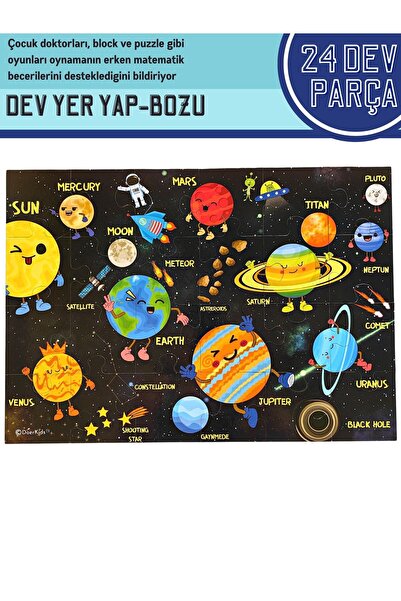 DoerKids Dev Gezegenler Jumbo Yer Puzzle | Eğitici Solar Sistem | 3-6 Yaş 24 Parça