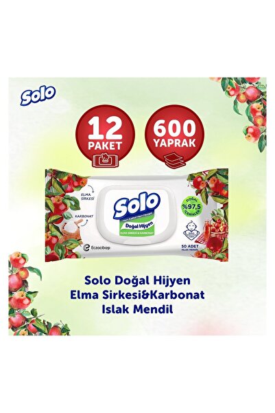 Solo Doğal Hijyen Elma Sirkesi&karbonat Islak Mendil 12'li 600 Yaprak